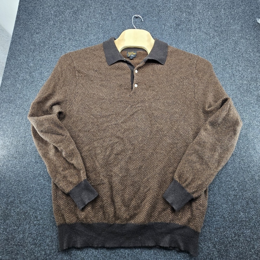 J. CREW 100% Cashmere Herringbone Jacquard Collared Sweater Sz Xl - Picture 6 of 14
